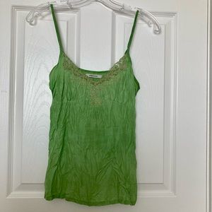 Lime green silk tank top